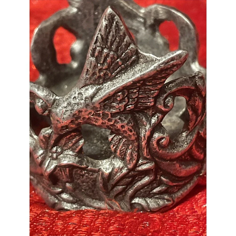 Vintage 1996 Carson Pewter Hummingbird Candle Holder Set Of 2